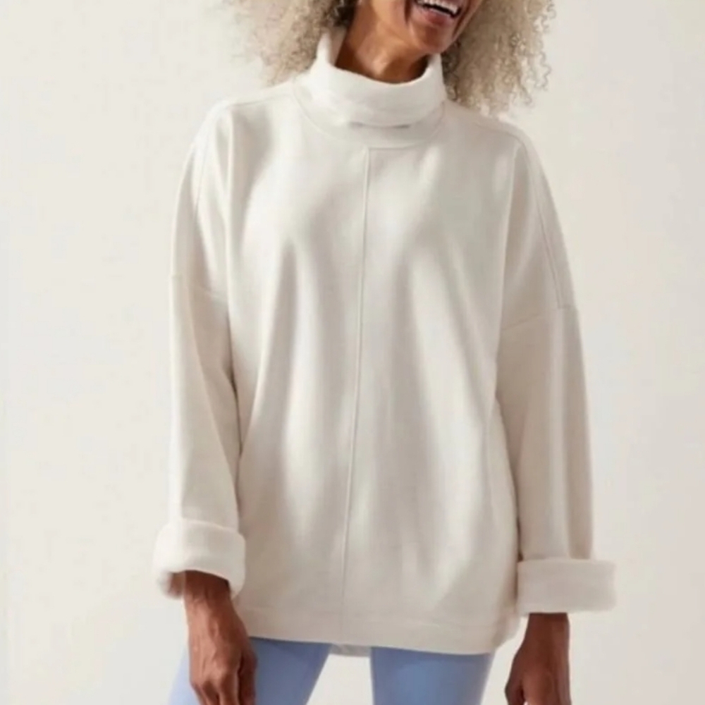 ATHLETA Women's Cozy Karma Funnel Neck Sweatshirt Crem Size XS